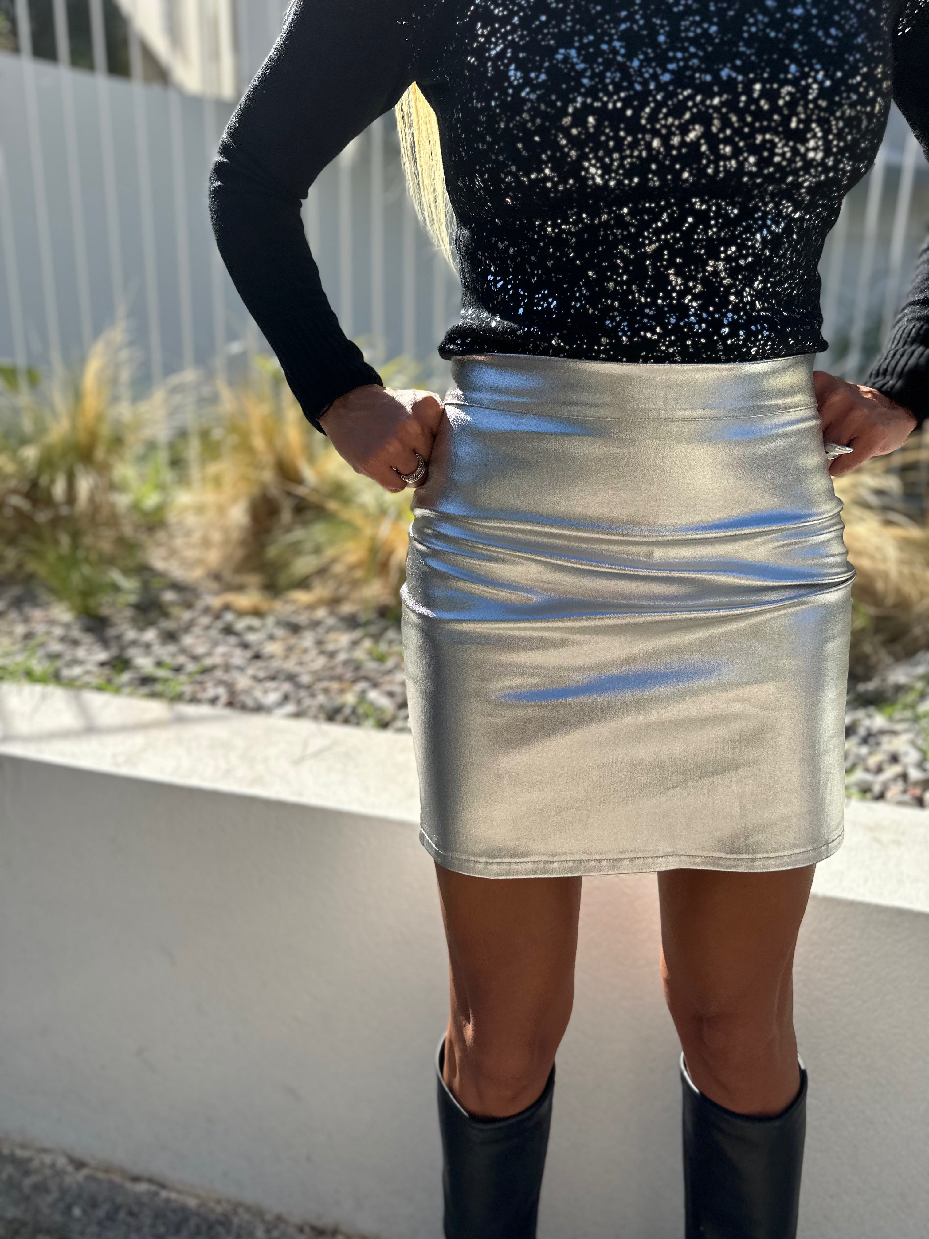 Silver Mini Skirt