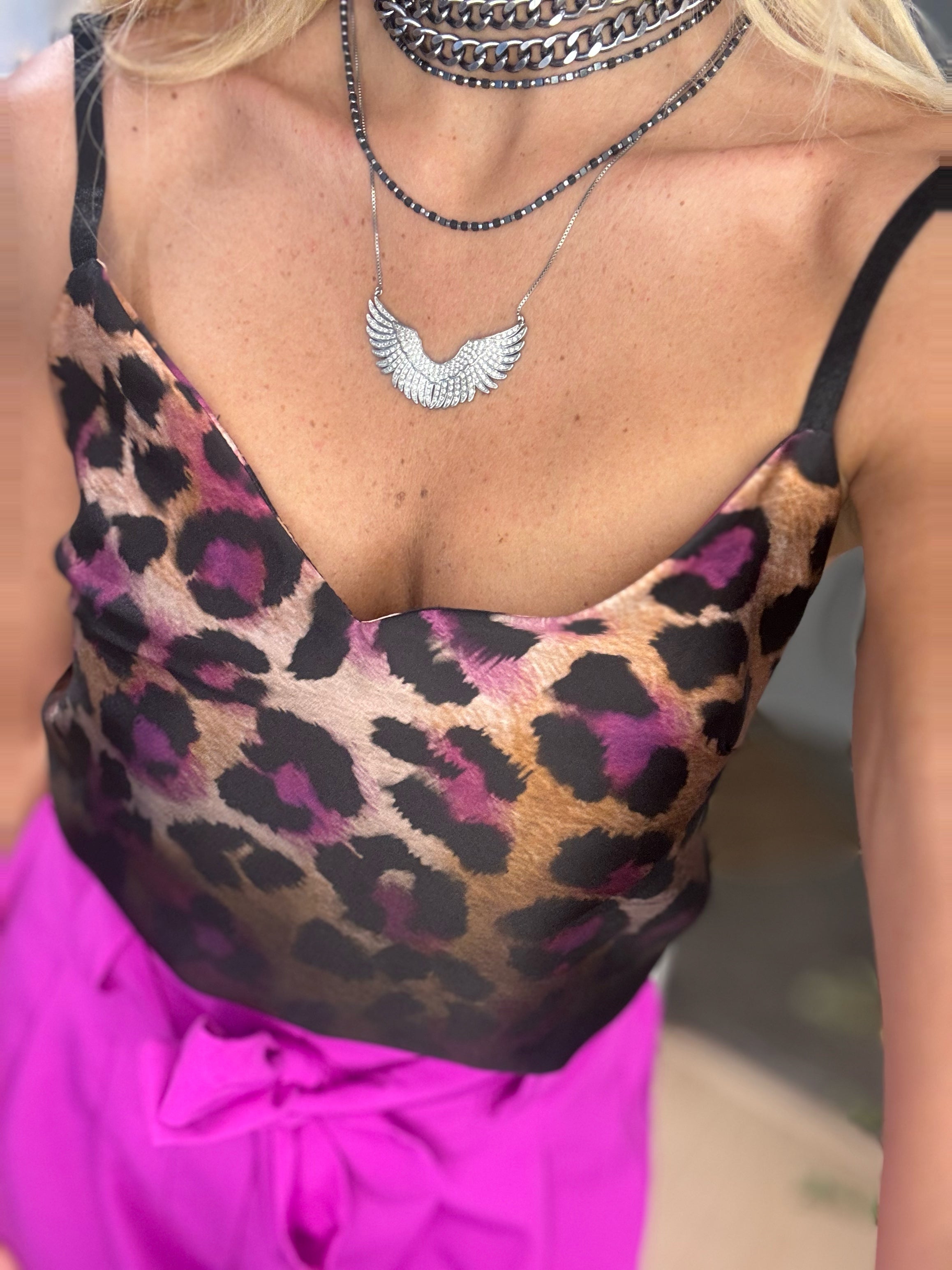 Σατέν leopard τοπ