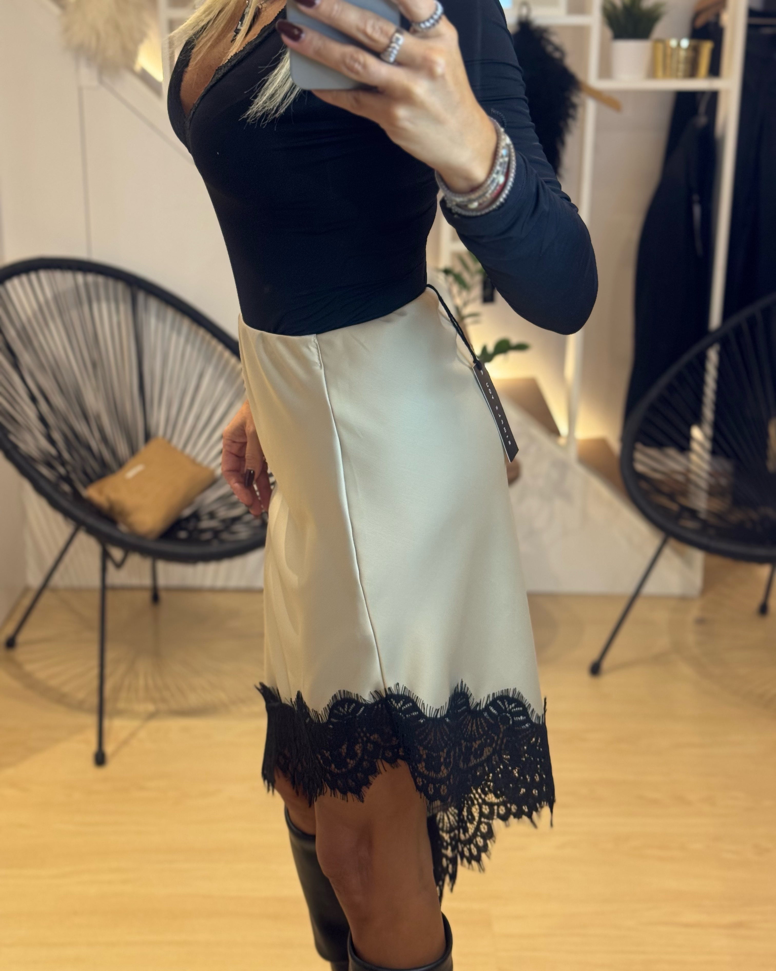 asymmetrical skirt with lace