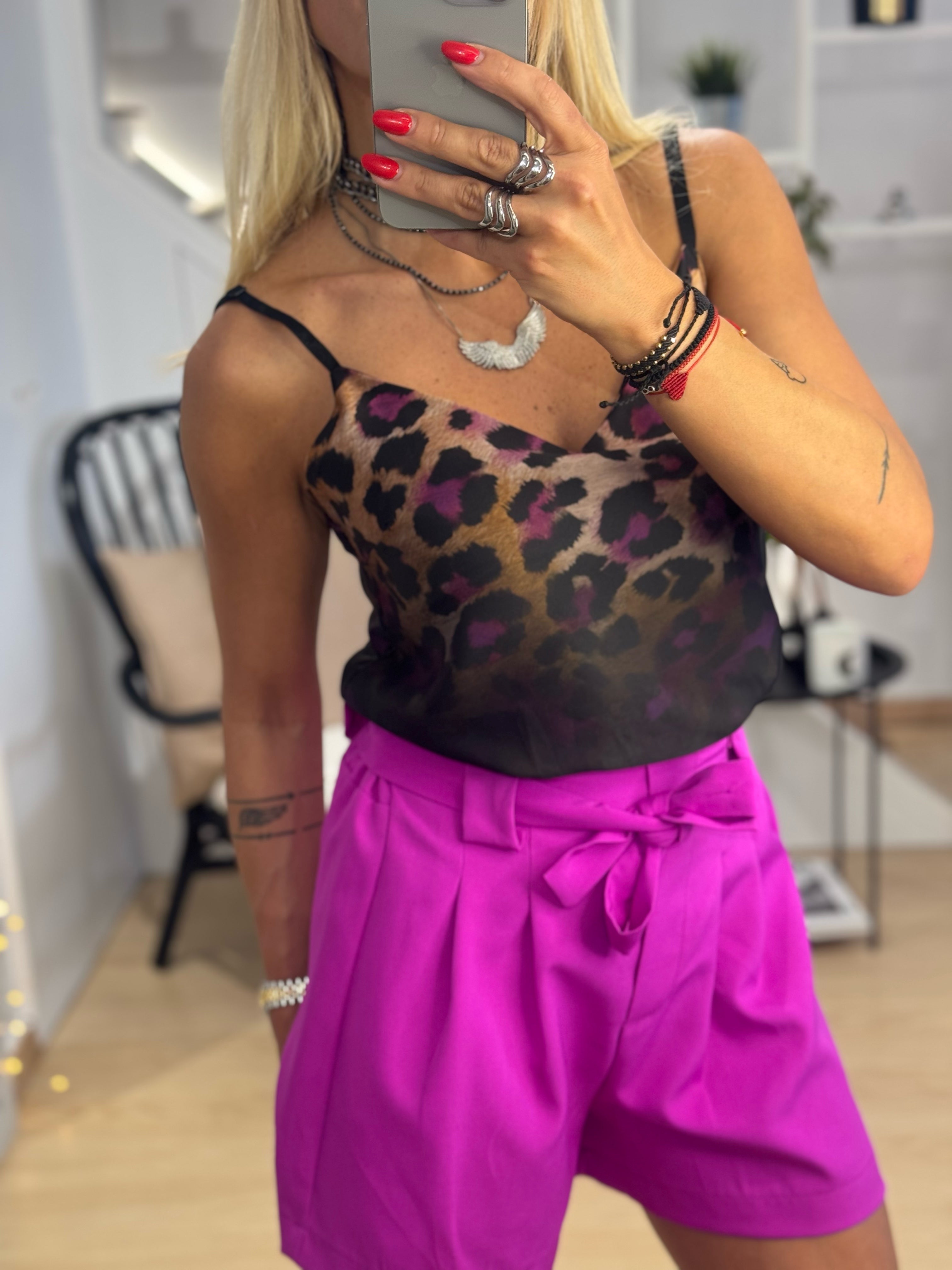 Σατέν leopard τοπ