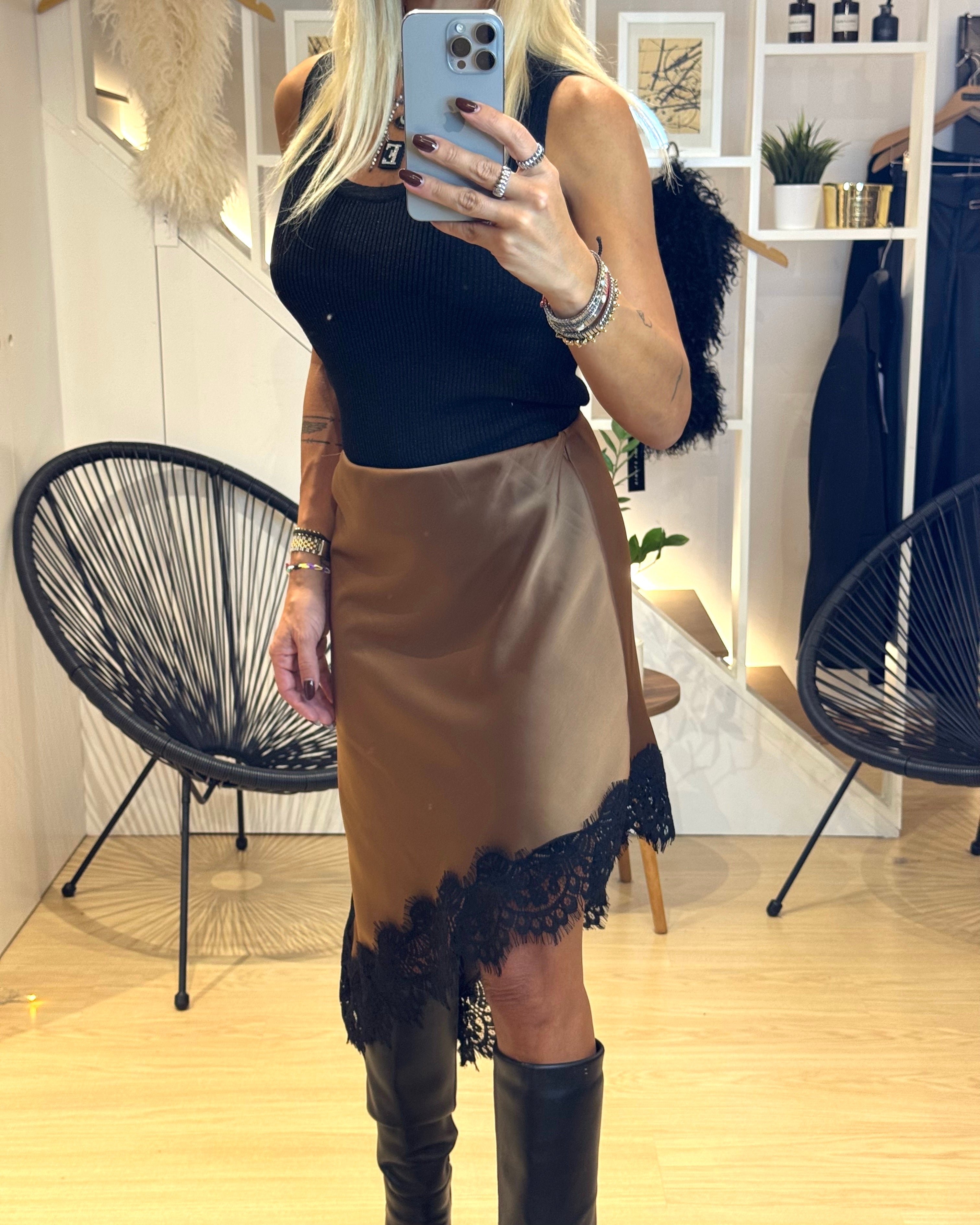 asymmetrical skirt with lace