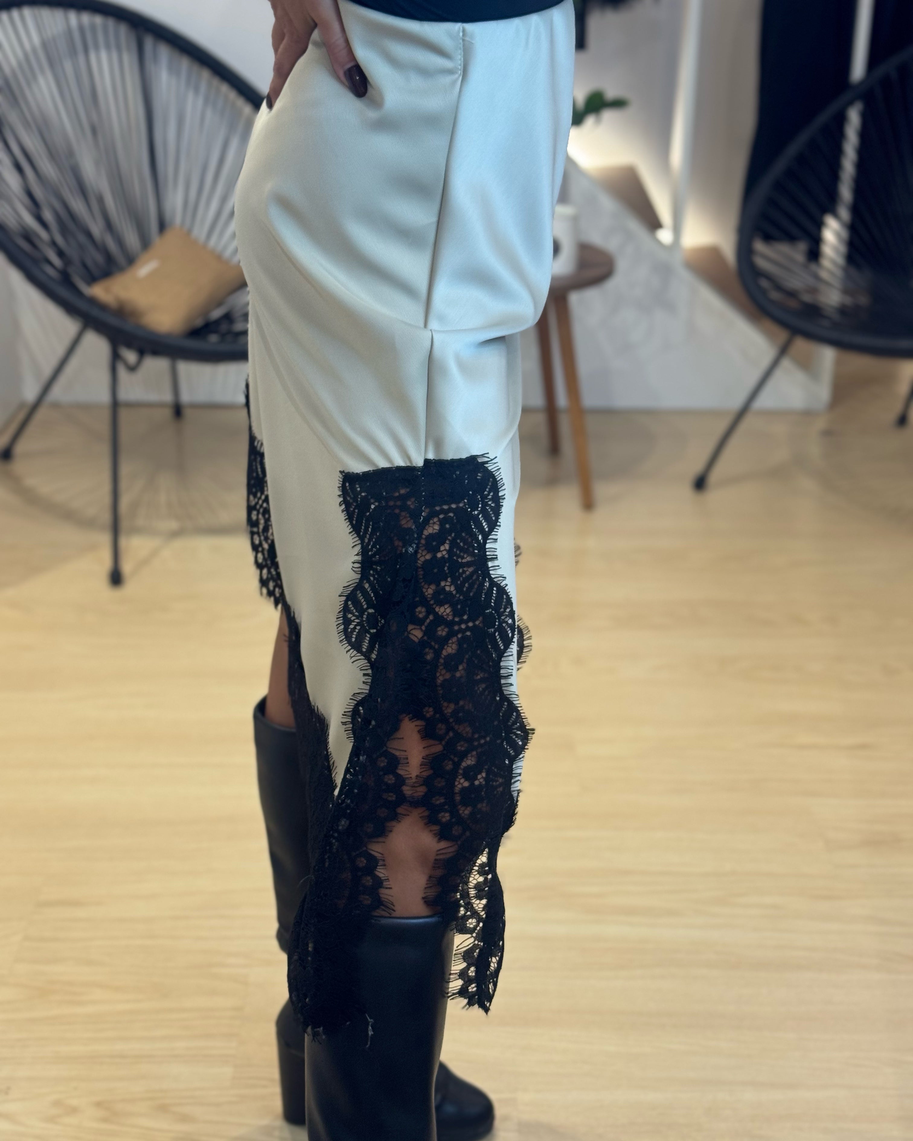 asymmetrical skirt with lace