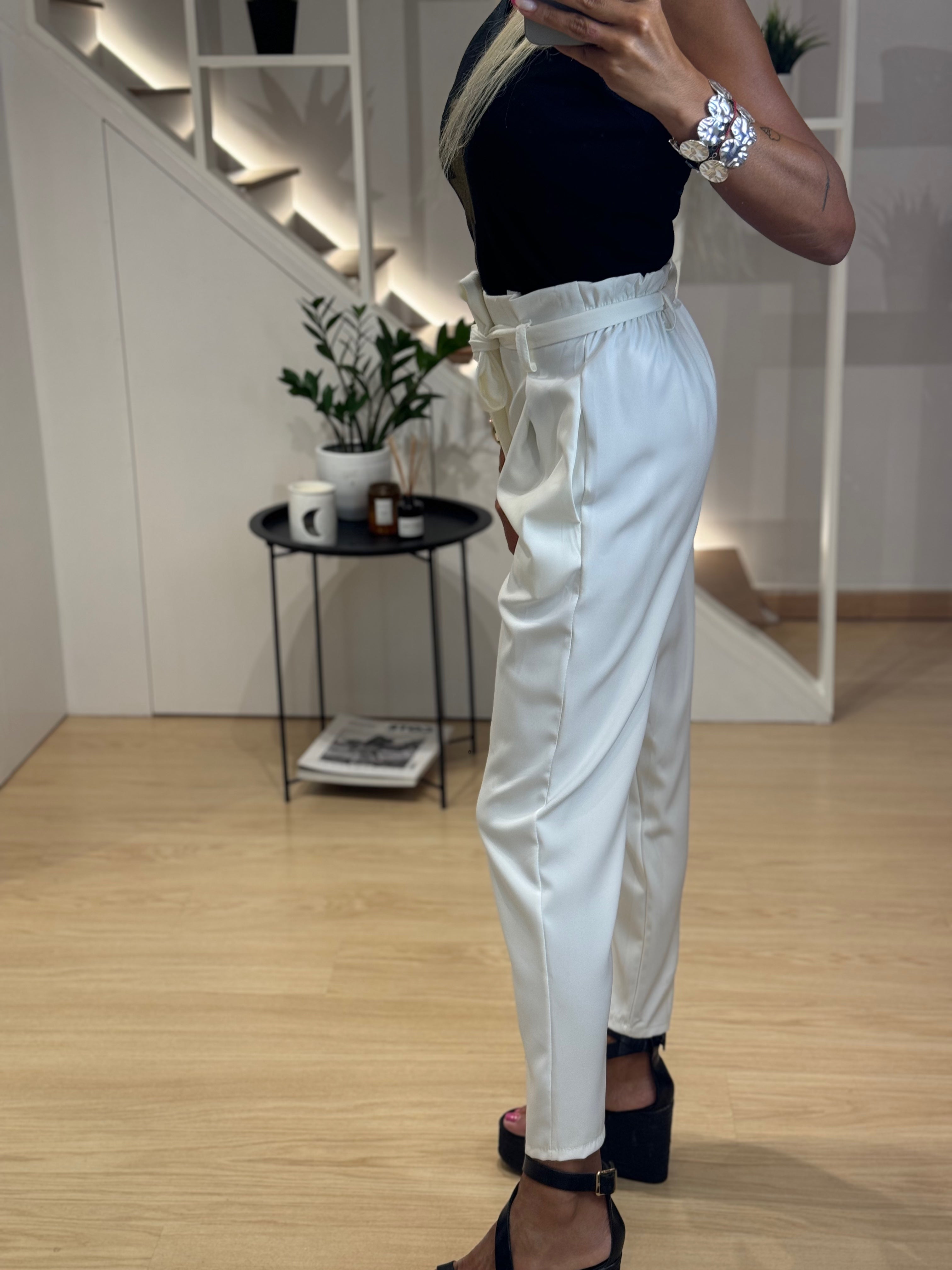 fabric pants with belt