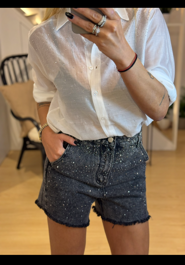 Jeans Shorts With Strass