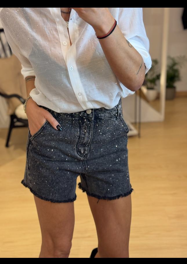 Jeans Shorts With Strass