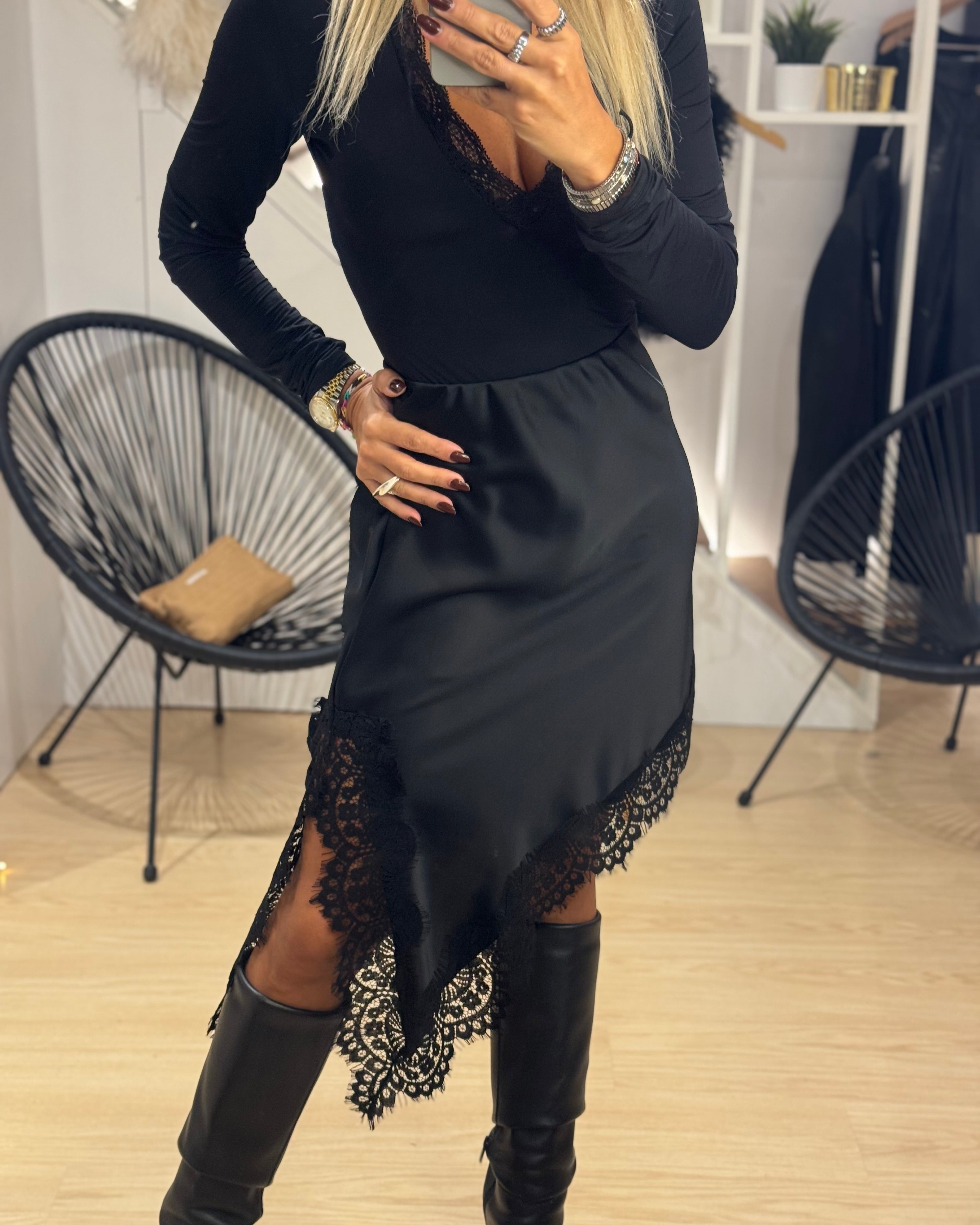 asymmetrical skirt with lace