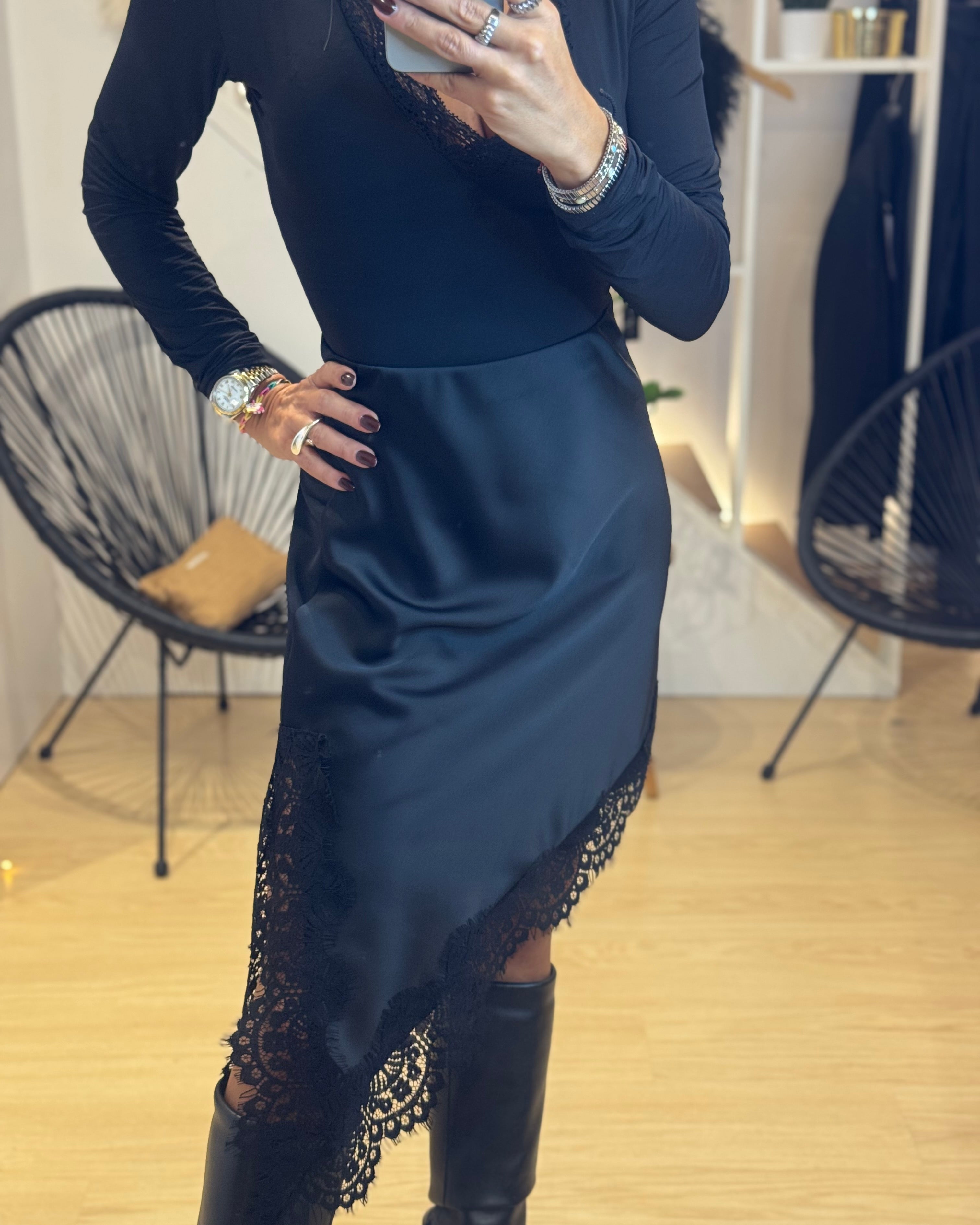 asymmetrical skirt with lace