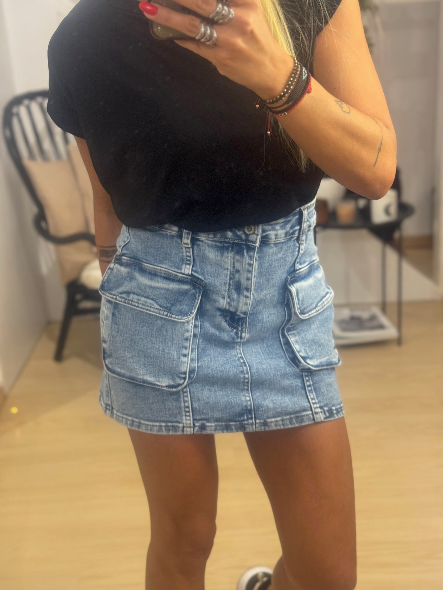 Φούστα Jean με τσέπες