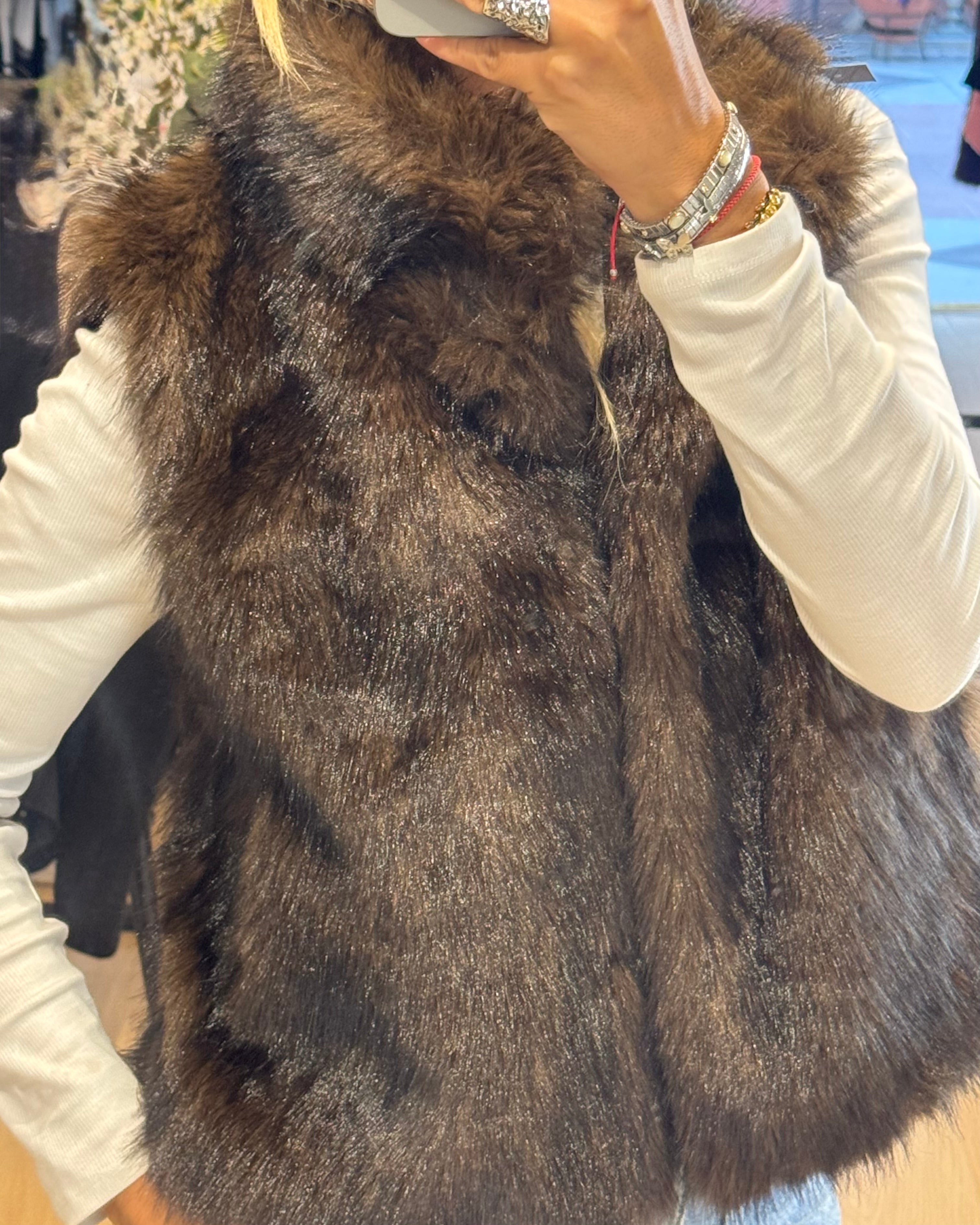 Sleeveless Fur Coat