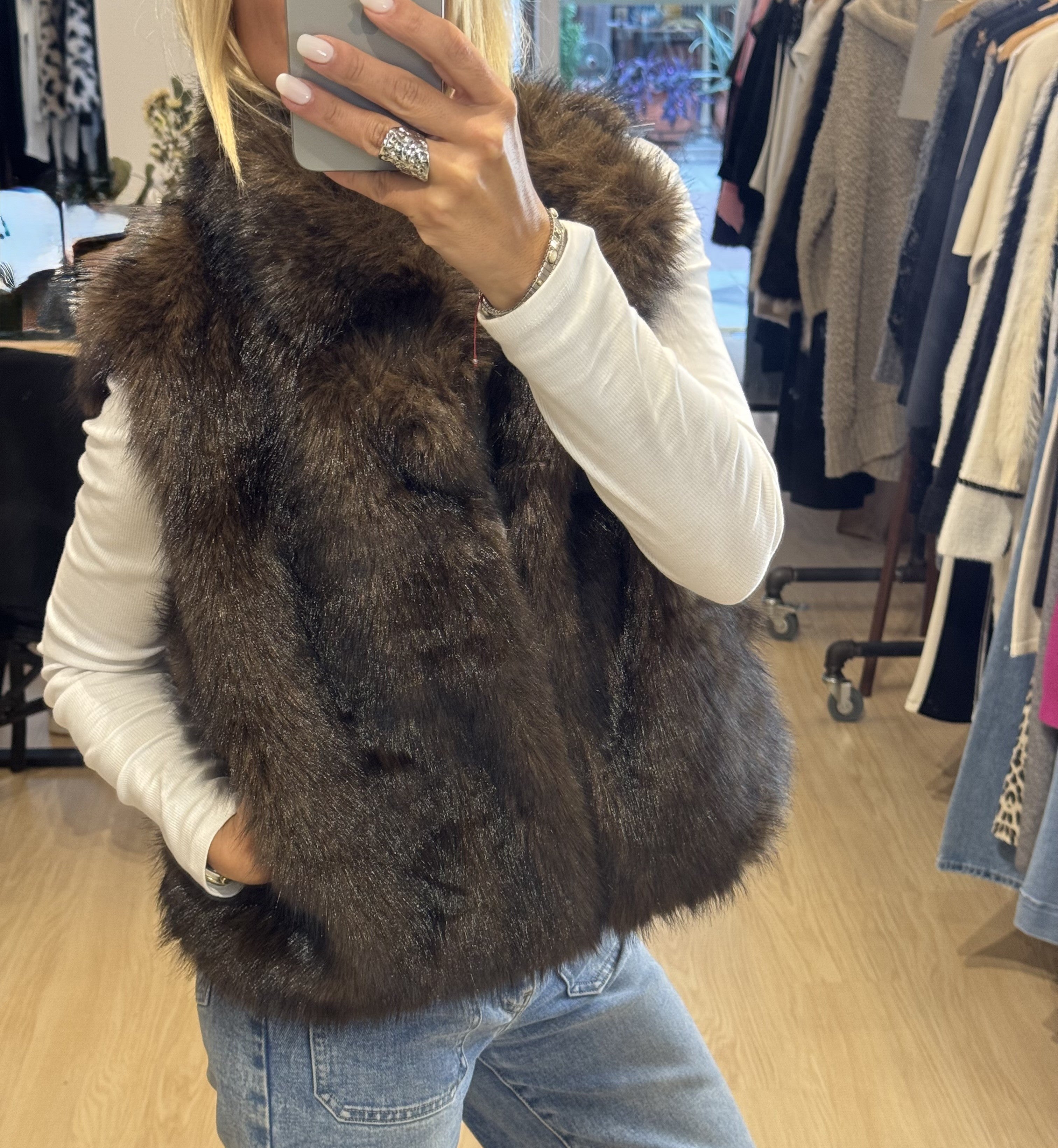Sleeveless Fur Coat