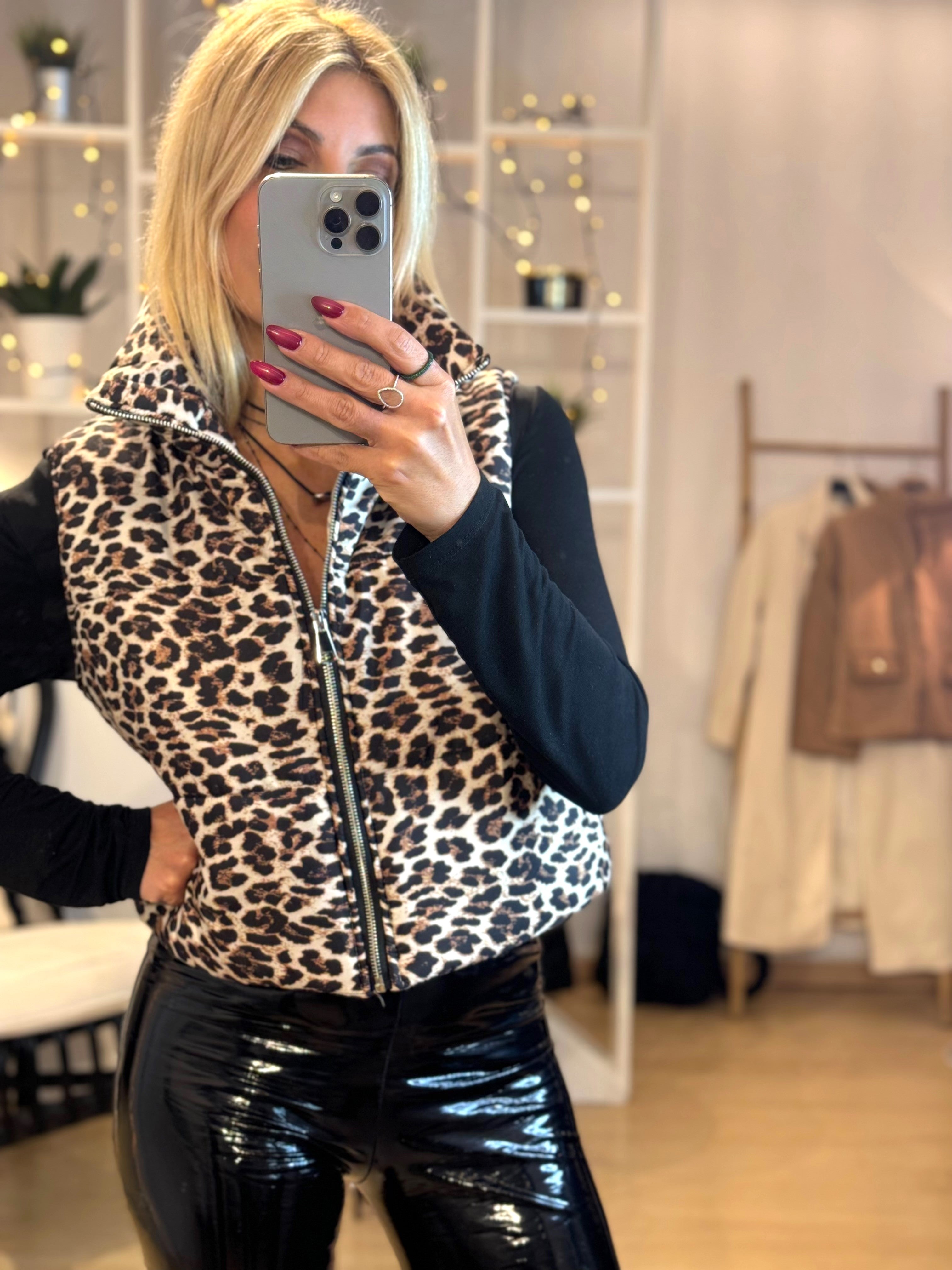 Leopard Sleeveless Jacket